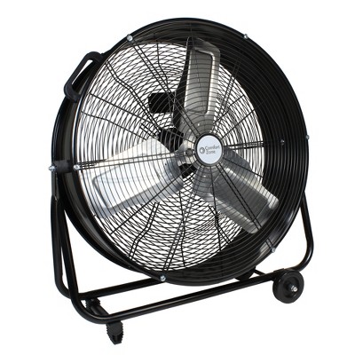 Comfort Zone High-Strength 24-Inch High-Velocity 2 Speed 180-Degree Adjustable Industrial Drum Cooling Fan in Black for Garage, Shop, or Office