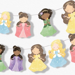 Big Dot of Happiness Princess Garland Banner, Colorful Pastel Princess Dress Birthday Party Banner, 30 Feet of Cord, 15 Double-Sided Princess - 1 of 4