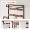 Coat Rack Shoe Bench Metal Frame Industrial Coat Tree Entryway Large Organizer with Shoe Rack, Storage Cubbies, Hooks, and Top Shelf, Brown - 4 of 4