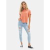 EXLURA Womens Summer Cute Crop Tops Short Sleeve Pleated T-shirts Crewneck Blouse - 4 of 4
