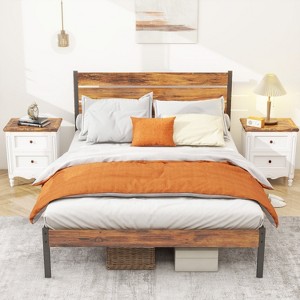 IULULU Metal Platform Bed Frame - Mattress Foundation with Headboard and and Footboard - 1 of 4