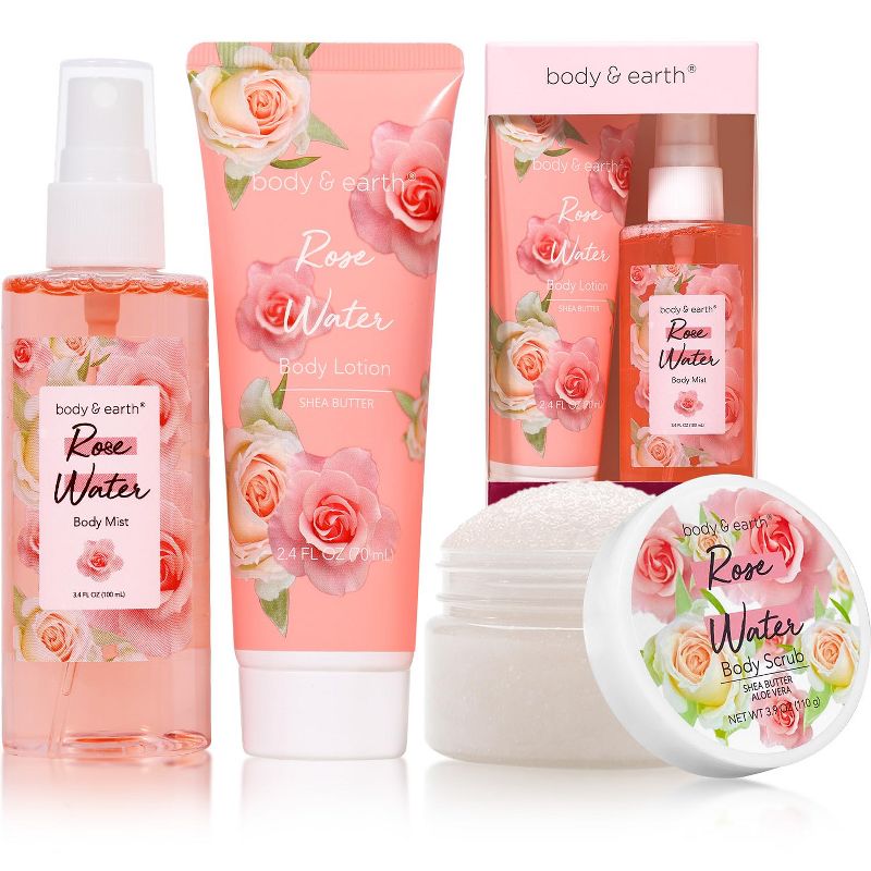 Body & Earth 3pc Rose Body Care Gift Set, 1 of 7