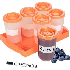 Baby Food Storage Containers w Interlocking Lids, 6 Pk- 4oz Reusable Leakproof Plastic Jars w Tray- Freezer, Microwave & Dishwasher Safe-BPA/PVC Free - 1 of 4