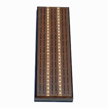 WE Games Classic Cribbage Set - Solid Wood with Inlay Sprint 3 Track Board with Metal Pegs