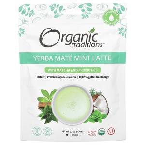 Organic Traditions Yerba Mate Mint Latte with Matcha and Probiotics, 5.3 oz (150 g) - 1 of 2