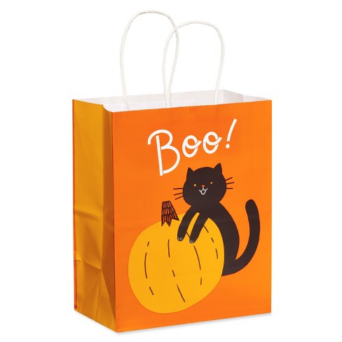 Properly Detectable Specialist 9.75" Medium Halloween Gift Bag Black Cat And Pumpkin : Target