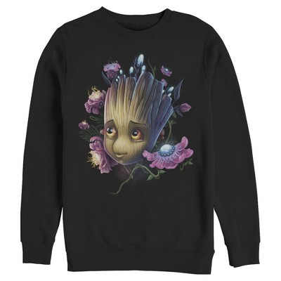 Men\'s Marvel Galaxy Sweatshirt Guardians Groot Target Of : Baby The Flower