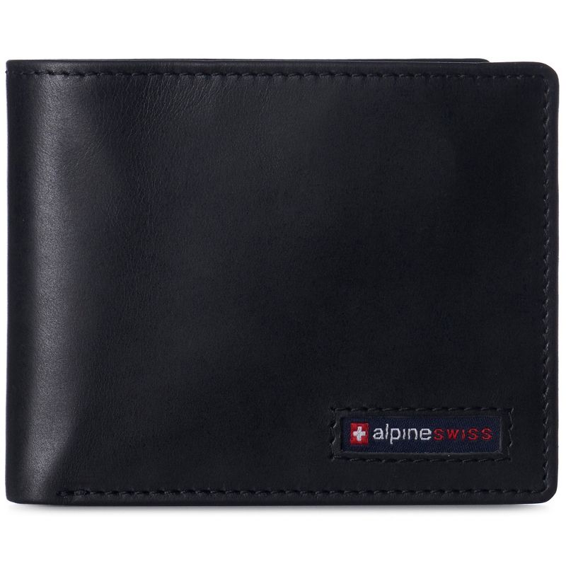 Alpine Swiss Nolan Mens RFID Protected Bifold Wallet Genuine Leather Comes in a Gift Box, 1 of 7