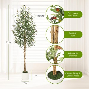 CuisinSmart Artificial Olive Tree, Faux Potted Olive Tree With Realistic Leaves and Fruits, White Planter Fake Olive Tree for Home Office Living Room - 1 of 4