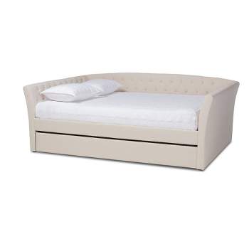 Delora Upholstered Daybed with Trundle Beige - Baxton Studio