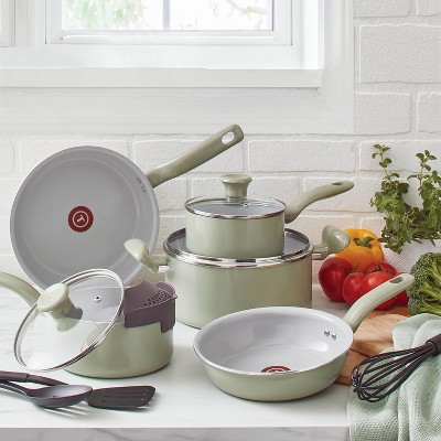 T-fal 12pc  Fresh Simply Cook Ceramic Cookware Set Green