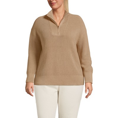 Lands' End Women's Drifter Cotton Quarter Zip Pullover Sweater