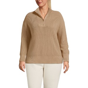 Lands' End Women's Drifter Cotton Quarter Zip Pullover Sweater - 1 of 3
