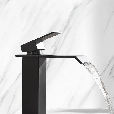 LunaLulinlk Waterfall Spout Bathroom Faucet,Single Handle Bathroom Vanity Sink Faucet