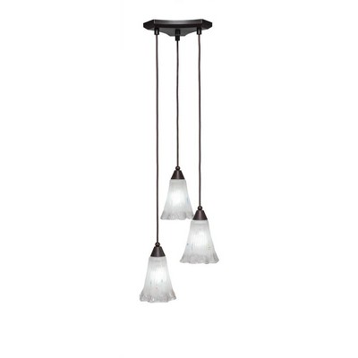 Toltec Lighting Europa 3 - Light Pendant in  Dark Granite with 5.5" Fluted Frosted Crystal Shade