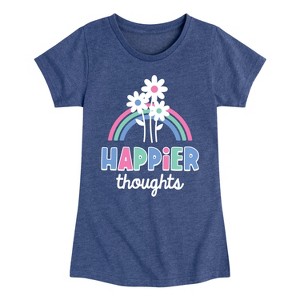 Girls' - Instant Message - Happier Thoughts Fitted Short Sleeve Graphic T-Shirt - 1 of 4