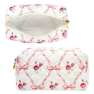 Wrapables Floral Quilted Makeup Bag for Cosmetics, Toiletries, Travel - 1 of 4