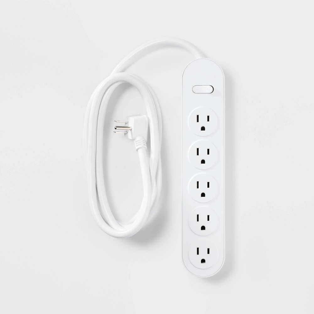 Photos - Surge Protector / Extension Lead 5 Outlet Power Strip 6' Cord White - Heyday™