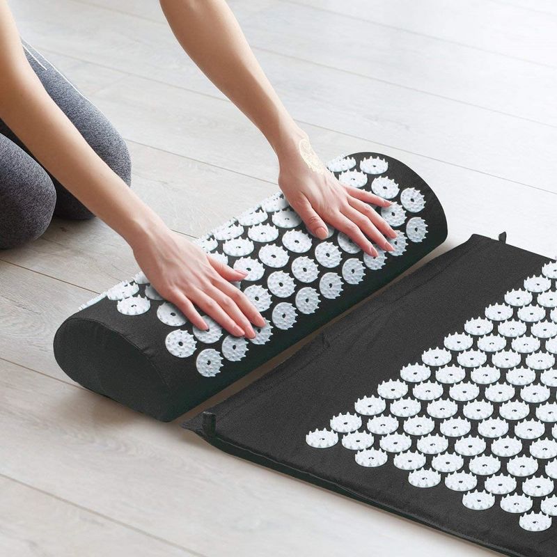 Sorbus Deluxe Acupressure Mat Pillow Combo Set - Relieves Your Stress of Lower Upper Back and Sciatic Pain (Black), 3 of 6