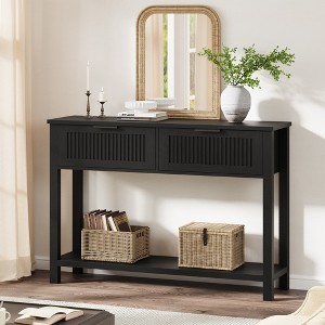 Farmhouse Entryway Table,43 Inch Wood Console Table with 2 Drawers,2 Tier Sofa Table with Storage for Living Room, Foyer Tables for Entryway - 1 of 4