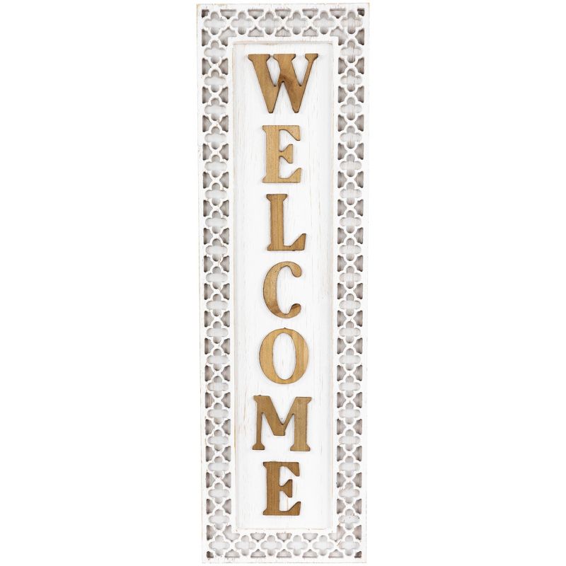Northlight Rustic Welcome Wooden Wall Sign - 24" - White, 1 of 7