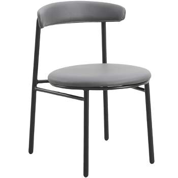 LeisureMod Lume Modern Dining Chair Upholstered in Polyester with Powder-Coated Metal Legs, Contemporary Accent Chair for Dining Room, Kitchen, Side Chair