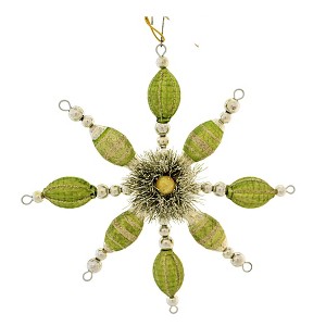 Bethany Lowe 7.0 Inch Peridot Starburst Ornament Christmas Beads Vintage-Looking Tree Ornaments - 1 of 3