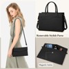 Laptop Bag for Women 15.6 inch Leather Tote Bag 2pcs Set Professional Work Bag with Clutch, Black - 4 of 4