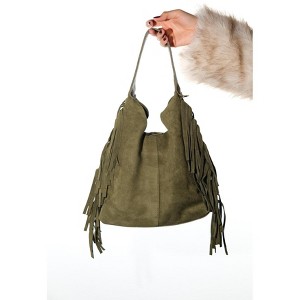 VALS - Green Suede Leather Shoulder Bag (Women) green suede standart - 1 of 4