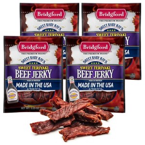 Bridgford Sweet Baby Ray’s Beef Jerky Sweet Teriyaki 3.25 oz - High Protein Beef Jerky Teriyaki for On the Go Snacking and Busy Lifestyles - 1 of 4