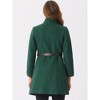 Allegra K Women's Stand Collar Slant Pockets Winter Belted Long Overcoat - 4 of 4