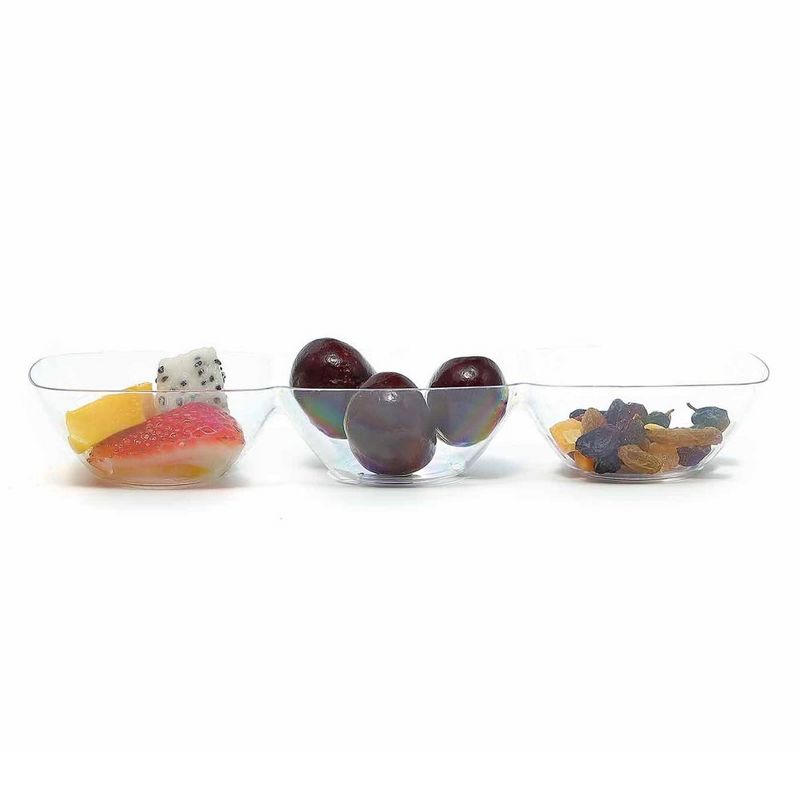 Smarty Had A Party Clear Rectangular 3-Hole Mini Plastic Bowls (240 Bowls), 2 of 5