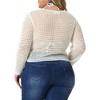 Agnes Orinda Women's Plus Size Knitted V-Neck Ruched Cross Front Hollow Out Long Sleeve Cover Up Tops - 4 of 4