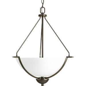 Progress Lighting Bravo 3-Light Inverted Pendant, Antique Bronze, Fluted Glass Shade - 1 of 2