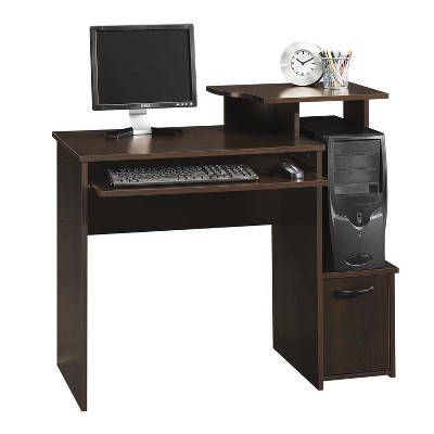 HomeStock Beginnings Computer Desk Brown – 19.45" L x 39.61" W x 34.02" H – Slide-Out Keyboard Shelf, Monitor Shelf, Storage Desk