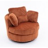 40" Oversized Corduroy Swivel Barrel Chair with 360° Base and 4 Pillows for Living Room or Bedroom-Cuddlewood - 3 of 4