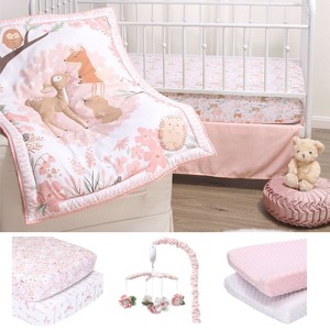 The Peanutshell Fairytale Forest Pink Crib Bedding Set, 3pc to 12 Pc, For Girls - 1 of 4