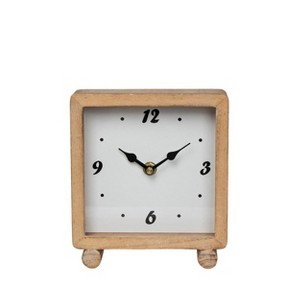 VIP Wood 6.75 in. White Retro Square Table Clock - 1 of 2