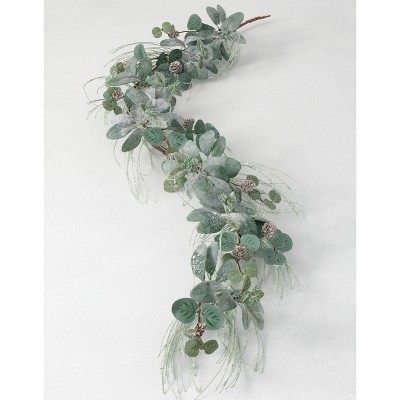 Sullivans Artificial Ice Pine, Lamb Ear and Eucalyptus Garland 66"L Green