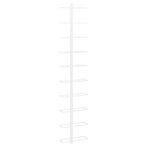 vidaXL Modern Wall-Mounted Metal Wine Rack - Storage for 10 Bottles - Easy Installation - Ideal for Kitchen, Bar or Pantry - White - 1 of 4