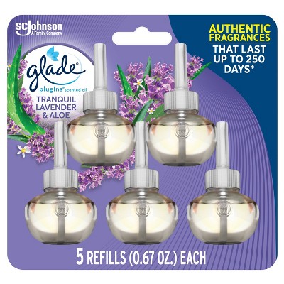 Glade PlugIns Scented Oil Air Freshener Tranquil Lavender & Aloe Refill - 3.35oz/5ct