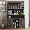 75" Tall Coffee Hutch Cabinet Large Kitchens Storage Pantry Cabinets White Coffee Bar Cabinet Cupboard with Sliding Barn Door - 3 of 4