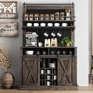 70" Tall Kitchen Pantry Cabinet, Freestanding Coffee Hutch with Microwave Stand, Modern Buffet Cupboard Cabinet, Kitchen Sideboard Cabinet - 1 of 4