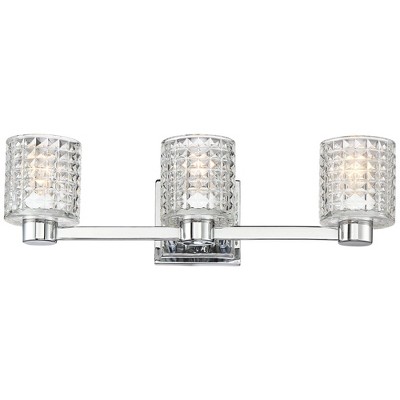 Chrome 23" Dimmable Wall Light with Diamond Cut Glass