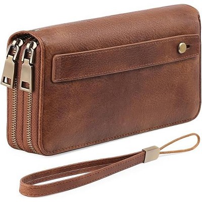 Ladies' clutch bag with anti-theft wrist strap,leather wallet,large-capacity credit card holder,handle-style carry strap