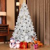 White Artificial Christmas Tree with PVC Mixed Branches, Green Accents, Fireproof Material, Hinged Foldable Design with Sturdy Pole and Base - 2 of 4