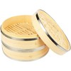 Juvale 2-Tier Bamboo Steamer Basket with Steel Rings for Dumplings, Dim Sums, 10 in - image 3 of 4