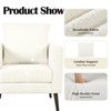 KWPZQEB Modern Accent Chair, Armchair with Pillow and Solid Wood Legs, Mid-Century Fabric Reading Chair for Living Room, Bedroom - 4 of 4