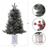 3FT/4.5FT Prelit Snow Flocked Christmas Tree, 78 LED, Tabletop Xmas Tree with Different Base for Decor - 2 of 4