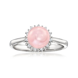 Ross-Simons 7-7.5mm Pink Cultured Pearl Ring With Diamonds in Sterling Silver Size 6 - 1 of 4